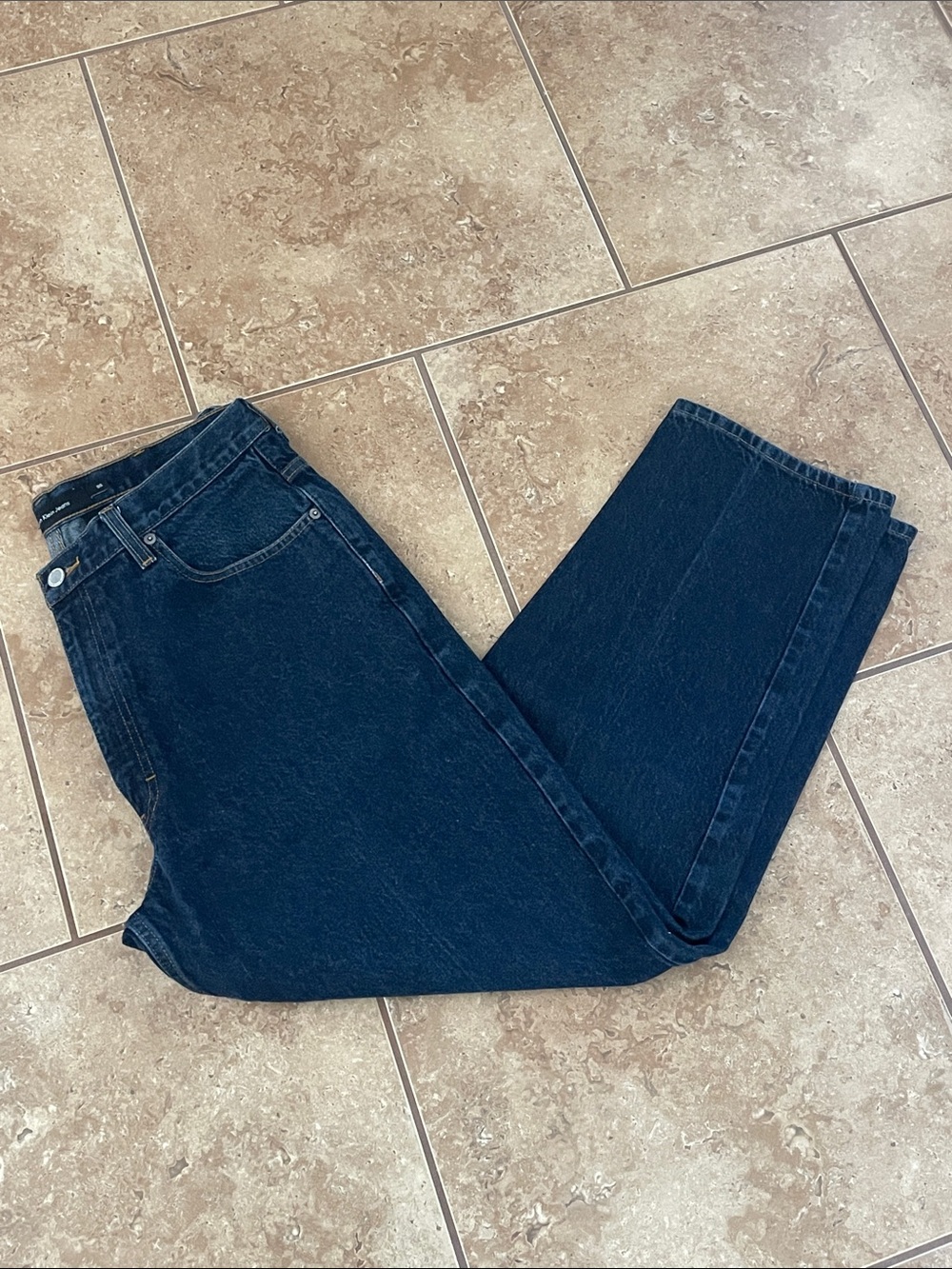 Calvin Klein Dark Wash High-Rise Relaxed Straight Leg Jeans
